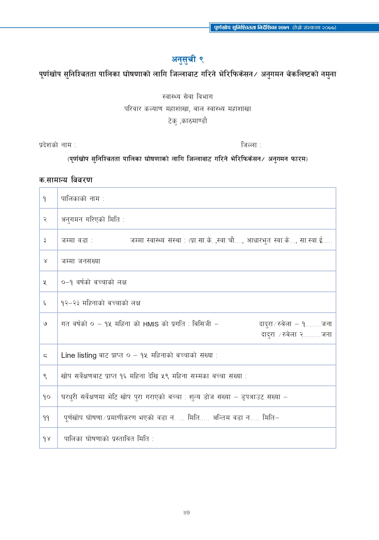 Revised Schedules of Purnakhop Programme